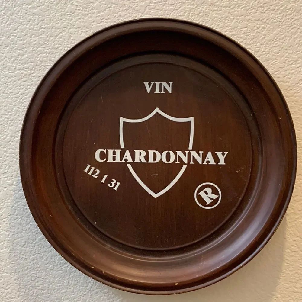 Chardonnay VIN R 112 1 31 Printed Round Metal Bar Indoor Outdoor Wine Wall Art